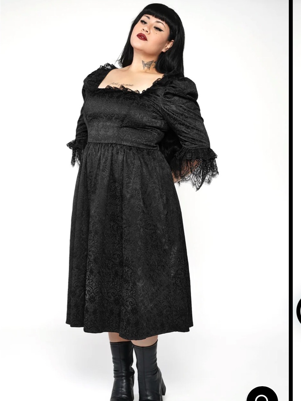 Blackwood Castle Gothic Black Dress with Lace Accent